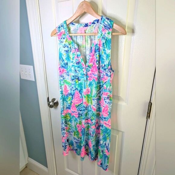 Lilly Pulitzer Essie Shift Dress Salt In The Air Sailboats Medium - Picture 9 of 12